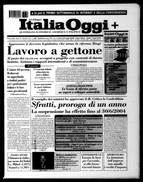 Italia oggi : quotidiano di economia finanza e politica